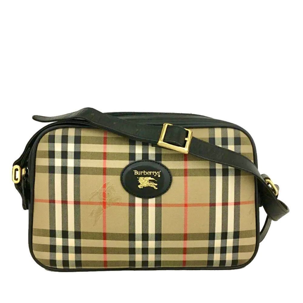 BURBERRYS Nova Check Canvas Leather Shoulder Bag 